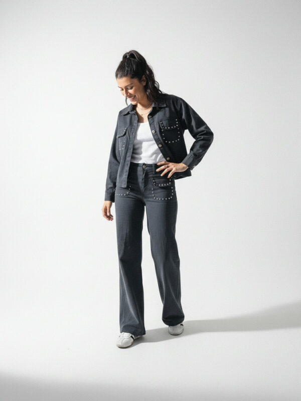 Conjunto camisa y pantalón Salma plomo