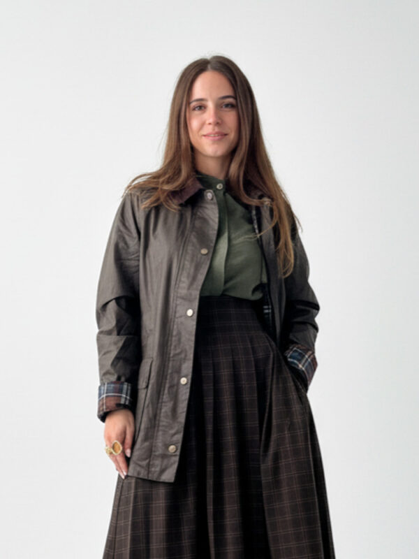 Chaqueta Olivia cuello pana verde - L