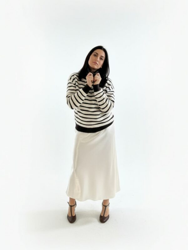 Jersey punto Esther a rayas cuello vuelto