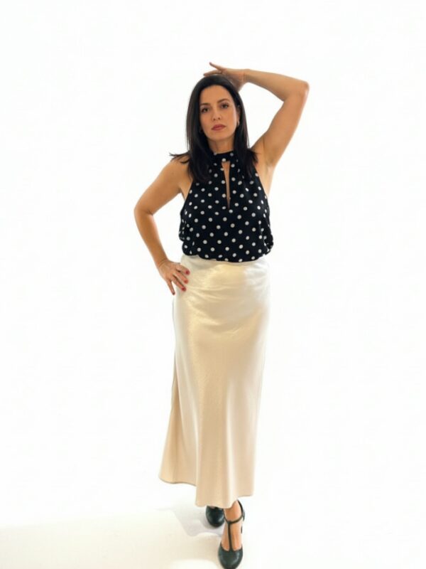 Falda Diana satinada blanco roto